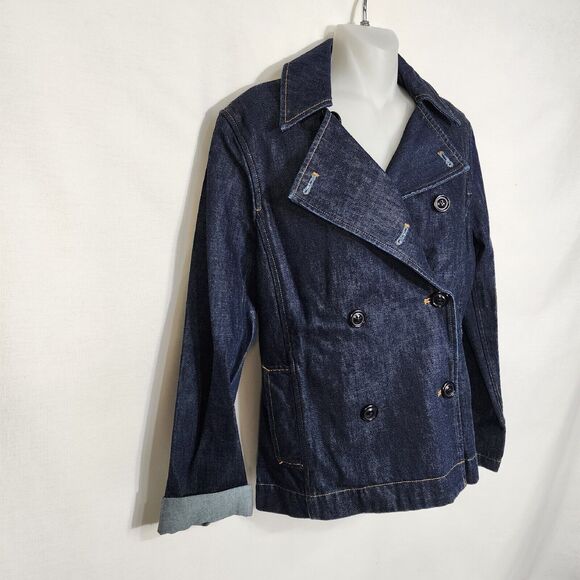 The Limited Womens Jacket Denim Jean Small Double Breasted Blue Cotton Casual - Picture 4 of 8